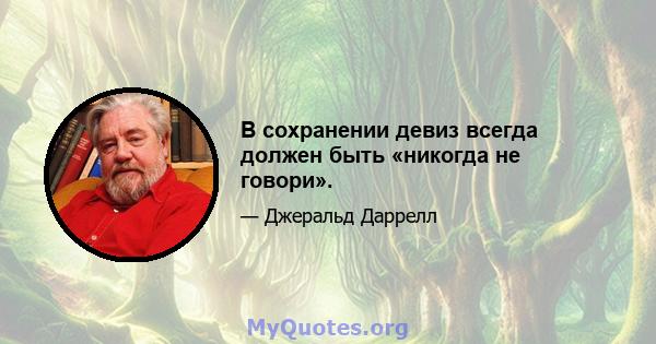 В сохранении девиз всегда должен быть «никогда не говори».