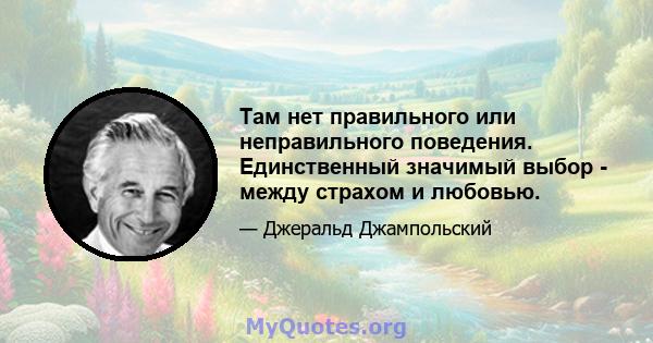 Там нет правильного или неправильного поведения. Единственный значимый выбор - между страхом и любовью.