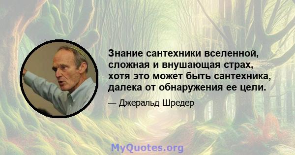 Знание сантехники вселенной, сложная и внушающая страх, хотя это может быть сантехника, далека от обнаружения ее цели.