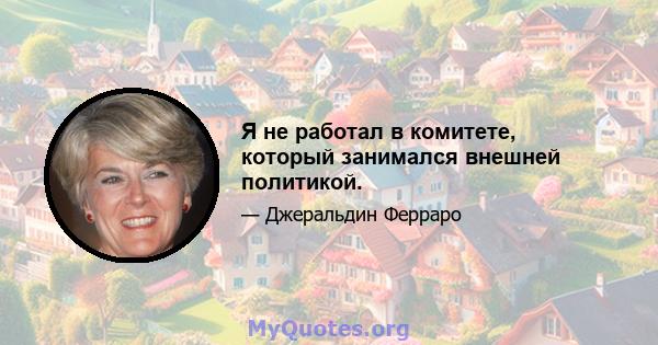 Я не работал в комитете, который занимался внешней политикой.