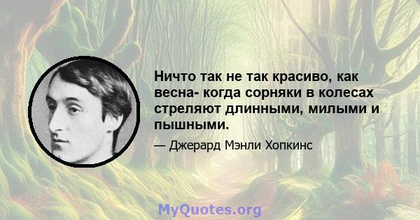 Ничто так не так красиво, как весна- когда сорняки в колесах стреляют длинными, милыми и пышными.