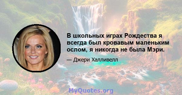 В школьных играх Рождества я всегда был кровавым маленьким ослом, я никогда не была Мэри.