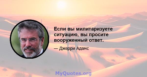 Если вы милитаризуете ситуацию, вы просите вооруженный ответ.