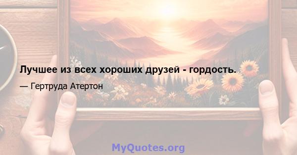 Лучшее из всех хороших друзей - гордость.