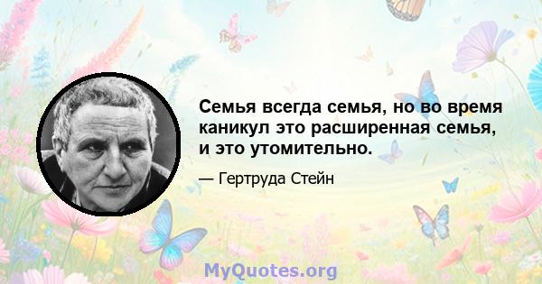 Семья всегда семья, но во время каникул это расширенная семья, и это утомительно.