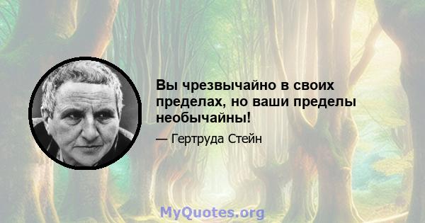 Вы чрезвычайно в своих пределах, но ваши пределы необычайны!