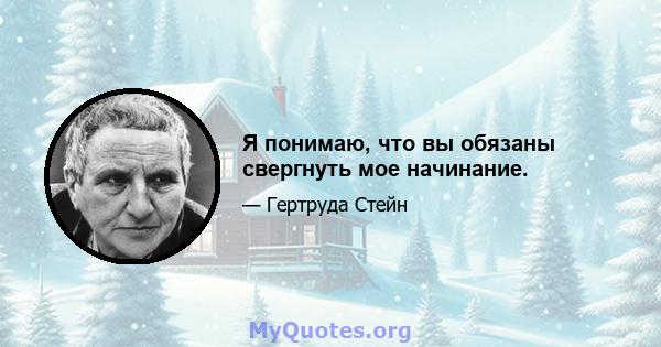 Я понимаю, что вы обязаны свергнуть мое начинание.