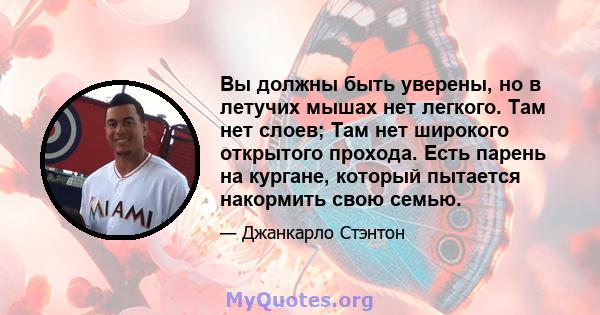 Вы должны быть уверены, но в летучих мышах нет легкого. Там нет слоев; Там нет широкого открытого прохода. Есть парень на кургане, который пытается накормить свою семью.