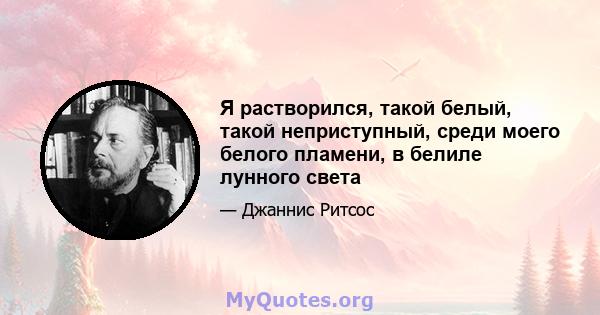 Я растворился, такой белый, такой неприступный, среди моего белого пламени, в белиле лунного света