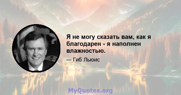 Я не могу сказать вам, как я благодарен - я наполнен влажностью.