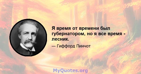 Я время от времени был губернатором, но я все время - лесник.