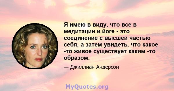 Я имею в виду, что все в медитации и йоге - это соединение с высшей частью себя, а затем увидеть, что какое -то живое существует каким -то образом.