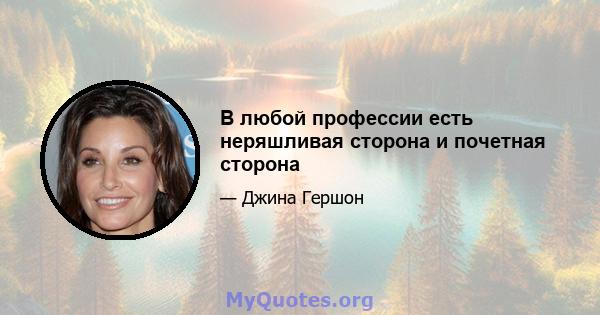 В любой профессии есть неряшливая сторона и почетная сторона