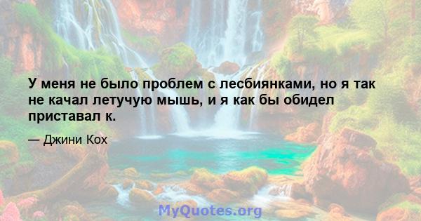 У меня не было проблем с лесбиянками, но я так не качал летучую мышь, и я как бы обидел приставал к.