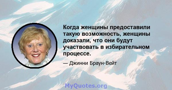 Когда женщины предоставили такую ​​возможность, женщины доказали, что они будут участвовать в избирательном процессе.