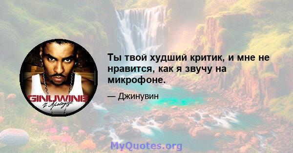 Ты твой худший критик, и мне не нравится, как я звучу на микрофоне.