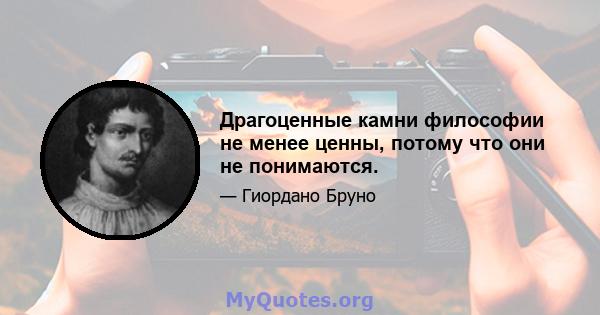 Драгоценные камни философии не менее ценны, потому что они не понимаются.