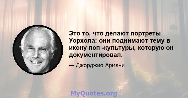 Это то, что делают портреты Уорхола: они поднимают тему в икону поп -культуры, которую он документировал.