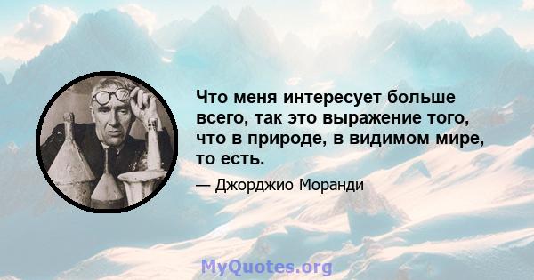 Что меня интересует больше всего, так это выражение того, что в природе, в видимом мире, то есть.