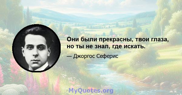 Они были прекрасны, твои глаза, но ты не знал, где искать.