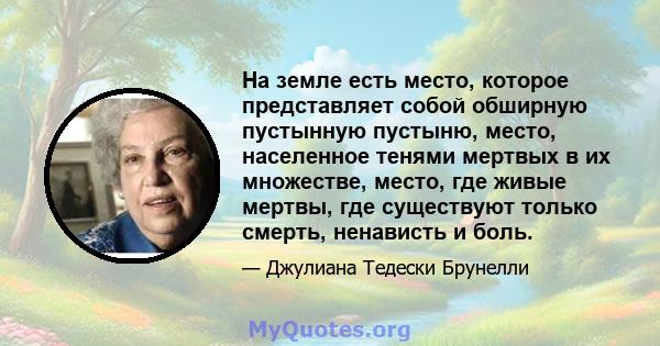 На земле есть место, которое представляет собой обширную пустынную пустыню, место, населенное тенями мертвых в их множестве, место, где живые мертвы, где существуют только смерть, ненависть и боль.