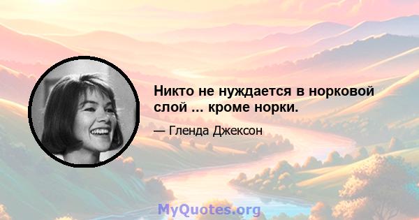 Никто не нуждается в норковой слой ... кроме норки.