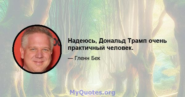 Надеюсь, Дональд Трамп очень практичный человек.