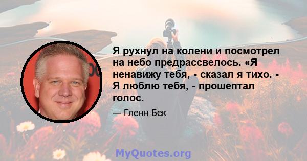 Я рухнул на колени и посмотрел на небо предрассвелось. «Я ненавижу тебя, - сказал я тихо. - Я люблю тебя, - прошептал голос.