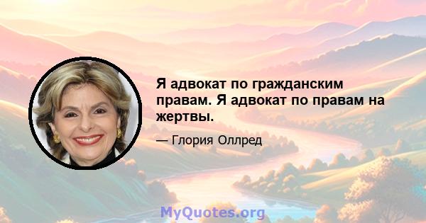 Я адвокат по гражданским правам. Я адвокат по правам на жертвы.