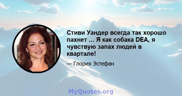 Стиви Уандер всегда так хорошо пахнет ... Я как собака DEA, я чувствую запах людей в квартале!