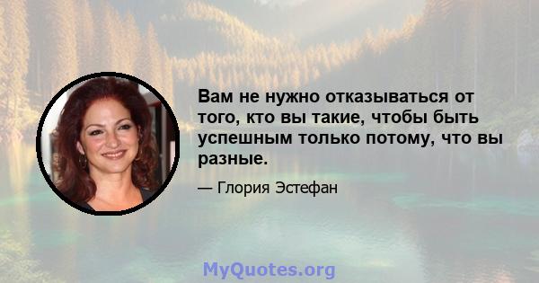 Вам не нужно отказываться от того, кто вы такие, чтобы быть успешным только потому, что вы разные.