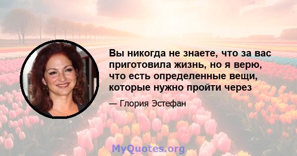 Вы никогда не знаете, что за вас приготовила жизнь, но я верю, что есть определенные вещи, которые нужно пройти через