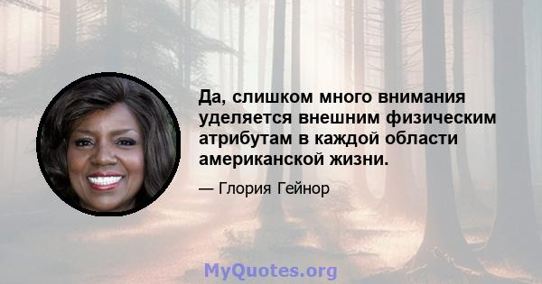 Да, слишком много внимания уделяется внешним физическим атрибутам в каждой области американской жизни.