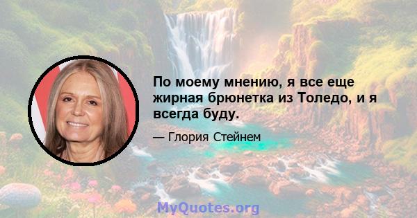 По моему мнению, я все еще жирная брюнетка из Толедо, и я всегда буду.