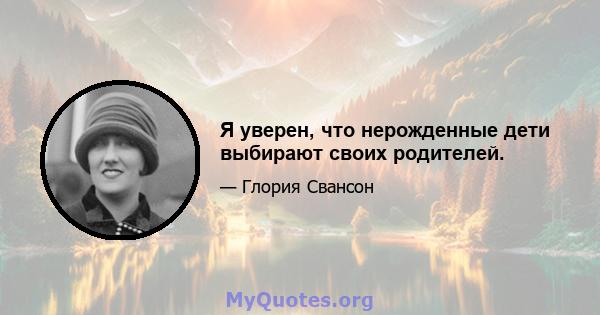 Я уверен, что нерожденные дети выбирают своих родителей.