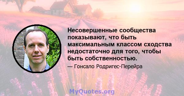 Несовершенные сообщества показывают, что быть максимальным классом сходства недостаточно для того, чтобы быть собственностью.