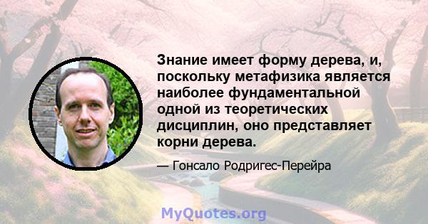 Знание имеет форму дерева, и, поскольку метафизика является наиболее фундаментальной одной из теоретических дисциплин, оно представляет корни дерева.