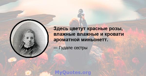 Здесь цветут красные розы, влажные влажные и кровати ароматной миньонетт.