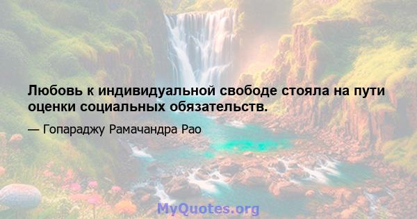 Любовь к индивидуальной свободе стояла на пути оценки социальных обязательств.