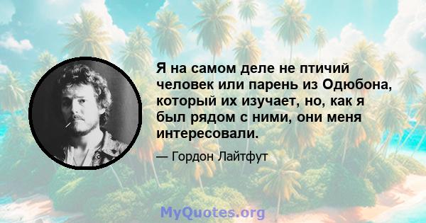 Я на самом деле не птичий человек или парень из Одюбона, который их изучает, но, как я был рядом с ними, они меня интересовали.