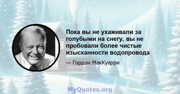 Пока вы не ухаживали за голубыми на снегу, вы не пробовали более чистые изысканности водопровода