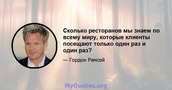 Сколько ресторанов мы знаем по всему миру, которые клиенты посещают только один раз и один раз?