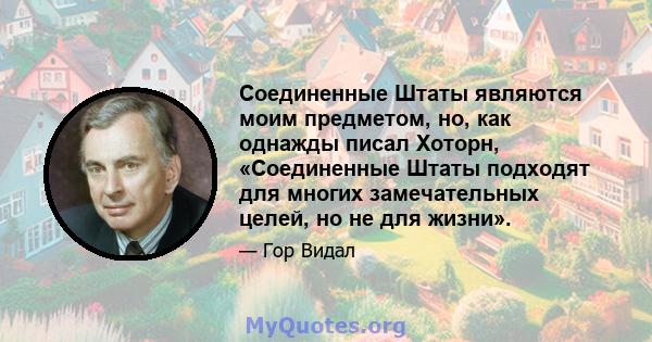 Соединенные Штаты являются моим предметом, но, как однажды писал Хоторн, «Соединенные Штаты подходят для многих замечательных целей, но не для жизни».