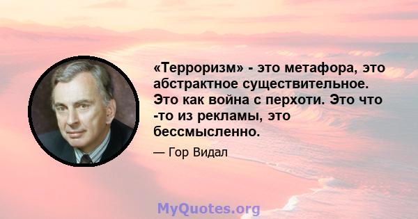 «Терроризм» - это метафора, это абстрактное существительное. Это как война с перхоти. Это что -то из рекламы, это бессмысленно.