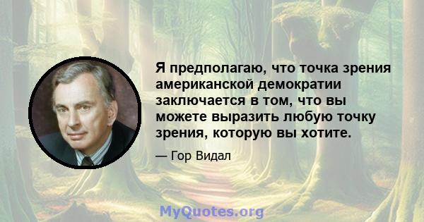 Я предполагаю, что точка зрения американской демократии заключается в том, что вы можете выразить любую точку зрения, которую вы хотите.