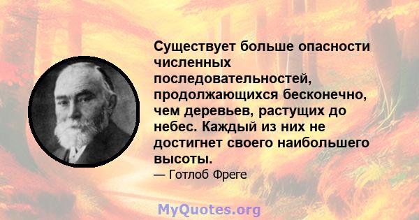 Существует больше опасности численных последовательностей, продолжающихся бесконечно, чем деревьев, растущих до небес. Каждый из них не достигнет своего наибольшего высоты.