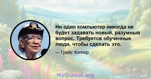 Ни один компьютер никогда не будет задавать новый, разумный вопрос. Требуется обученные люди, чтобы сделать это.