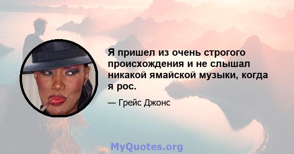 Я пришел из очень строгого происхождения и не слышал никакой ямайской музыки, когда я рос.