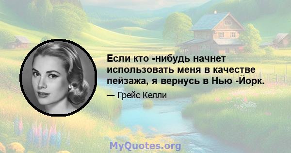 Если кто -нибудь начнет использовать меня в качестве пейзажа, я вернусь в Нью -Йорк.