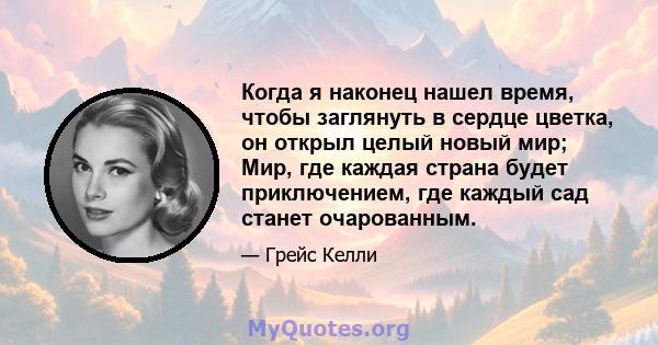 Когда я наконец нашел время, чтобы заглянуть в сердце цветка, он открыл целый новый мир; Мир, где каждая страна будет приключением, где каждый сад станет очарованным.